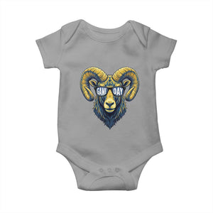 Cool Ram Game Day Bighorn Sheep Graphic Baby Onesie Bold Blue and Gold Fan TS02 Sport Gray Print Your Wear
