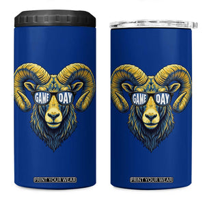 Cool Ram Game Day Bighorn Sheep Graphic 4 in 1 Can Cooler Tumbler Bold Blue and Gold Fan TS02 One Size: 16 oz Royal Blue Print Your Wear