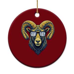 Cool Ram Game Day Bighorn Sheep Graphic Ceramic Ornament Bold Blue and Gold Fan TS02 1pc Red Print Your Wear