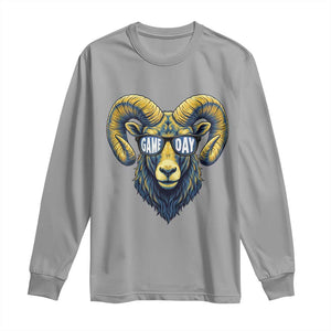 Cool Ram Game Day Bighorn Sheep Graphic Long Sleeve Shirt Bold Blue and Gold Fan TS02 Sport Gray Print Your Wear