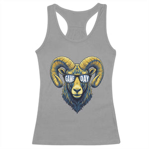 Cool Ram Game Day Bighorn Sheep Graphic Racerback Tank Top Bold Blue and Gold Fan TS02 Sport Gray Print Your Wear
