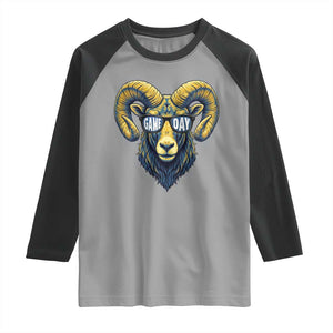 Cool Ram Game Day Bighorn Sheep Graphic Raglan Shirt Bold Blue and Gold Fan TS02 Sport Gray Black Print Your Wear