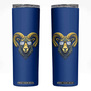 Cool Ram Game Day Bighorn Sheep Graphic Skinny Tumbler Bold Blue and Gold Fan TS02 Royal Blue Print Your Wear