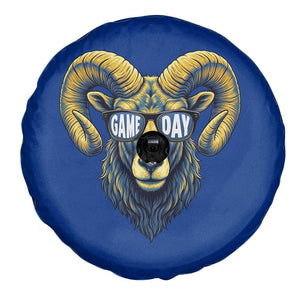 Cool Ram Game Day Bighorn Sheep Graphic Spare Tire Cover Bold Blue and Gold Fan TS02 Print Your Wear