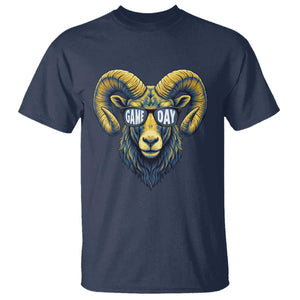 Cool Ram Game Day Bighorn Sheep Graphic T Shirt Bold Blue and Gold Fan TS02 Navy Print Your Wear