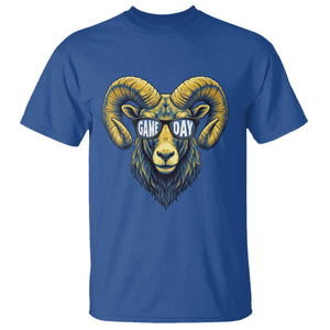 Cool Ram Game Day Bighorn Sheep Graphic T Shirt Bold Blue and Gold Fan TS02 Royal Blue Print Your Wear