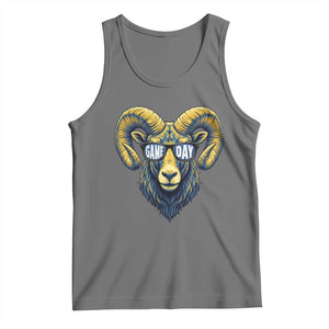 Cool Ram Game Day Bighorn Sheep Graphic Tank Top Bold Blue and Gold Fan TS02 Black Heather Print Your Wear