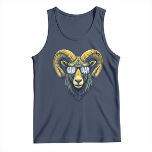Cool Ram Game Day Bighorn Sheep Graphic Tank Top Bold Blue and Gold Fan TS02 Navy Print Your Wear