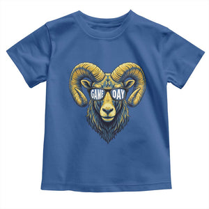 Cool Ram Game Day Bighorn Sheep Graphic Toddler T Shirt Bold Blue and Gold Fan TS02 Royal Blue Print Your Wear