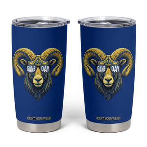 Cool Ram Game Day Bighorn Sheep Graphic Tumbler Cup Bold Blue and Gold Fan TS02 Royal Blue Print Your Wear