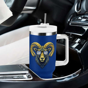 Cool Ram Game Day Bighorn Sheep Graphic Tumbler With Handle Bold Blue and Gold Fan TS02 Print Your Wear