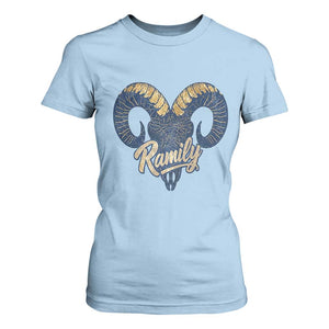 Ramily Bighorn Sheep Skull Ram Lover Vintage T Shirt For Women TS02 Light Blue Print Your Wear