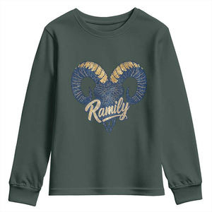 Ramily Bighorn Sheep Skull Ram Lover Vintage Youth Sweatshirt TS02 Dark Forest Green Print Your Wear