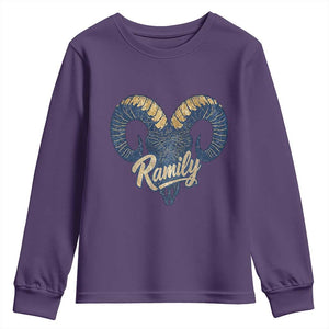 Ramily Bighorn Sheep Skull Ram Lover Vintage Youth Sweatshirt TS02 Purple Print Your Wear