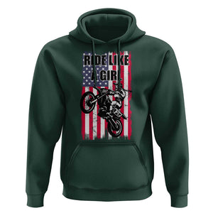 Dirt Bike Ride Like A Girl Hoodie Motocross Lover Biker Girls TS02 Dark Forest Green Print Your Wear