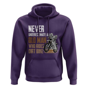 Funny Dirt Bike Hoodie Never Underestimate An Old Man Who Rides Motorcross TS02 Purple Print Your Wear