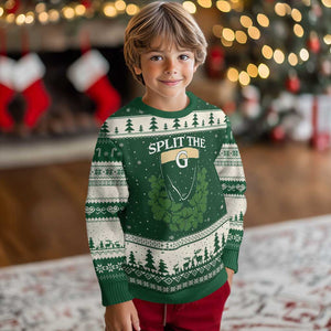 Split the G Funny Irish Stout Beer Drinking Game Ugly Christmas Sweater St. Patrick’s Day Shamrocks Pub Crawl Crew TS02 Forest Green Beige Print Your Wear