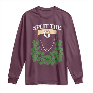 Split the G Funny Irish Stout Beer Drinking Game Long Sleeve Shirt St. Patrick’s Day Shamrocks Pub Crawl Crew TS02 Maroon Print Your Wear