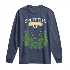 Split the G Funny Irish Stout Beer Drinking Game Long Sleeve Shirt St. Patrick’s Day Shamrocks Pub Crawl Crew TS02 Navy Print Your Wear