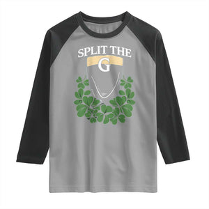 Split the G Funny Irish Stout Beer Drinking Game Raglan Shirt St. Patrick’s Day Shamrocks Pub Crawl Crew TS02 Sport Gray Black Print Your Wear