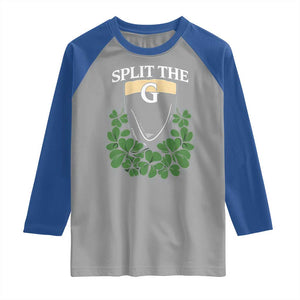 Split the G Funny Irish Stout Beer Drinking Game Raglan Shirt St. Patrick’s Day Shamrocks Pub Crawl Crew TS02 Sport Gray Royal Print Your Wear