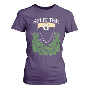 Split the G Funny Irish Stout Beer Drinking Game T Shirt For Women St. Patrick’s Day Shamrocks Pub Crawl Crew TS02 Purple Print Your Wear