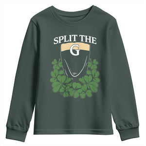 Split the G Funny Irish Stout Beer Drinking Game Youth Sweatshirt St. Patrick’s Day Shamrocks Pub Crawl Crew TS02 Dark Forest Green Print Your Wear