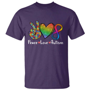 Peace Love Autism T Shirt Support Accept Love Rainbow Infinity Jigsaw Puzzle TS02 Purple Printyourwear