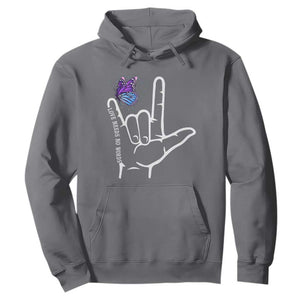 Autism Awareness Hoodie Love Need No Words I Love You Hand Sign Language Butterfly TS02 Charcoal Printyourwear