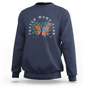 Foster Mom Club Sweatshirt Adoptive Mama Foster Care Mother's Day Floral Butterfly TS02 Navy Print Your Wear