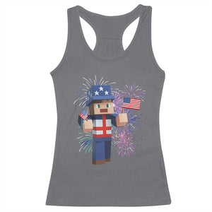4th of July Gamer Racerback Tank Top Uncle Sam Pixels Gaming Celebrate Independence Day TS02 Charcoal Print Your Wear