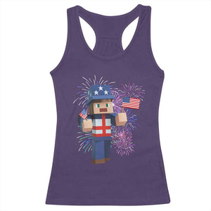 4th of July Gamer Racerback Tank Top Uncle Sam Pixels Gaming Celebrate Independence Day TS02 Purple Print Your Wear