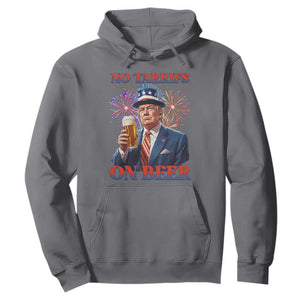 Funny Trump 4th of July Hoodie No Tariffs On Beer Drinking USA Patriotic 2025 TS02 Charcoal Print Your Wear