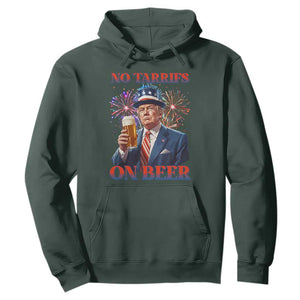 Funny Trump 4th of July Hoodie No Tariffs On Beer Drinking USA Patriotic 2025 TS02 Dark Forest Green Print Your Wear