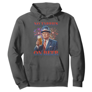 Funny Trump 4th of July Hoodie No Tariffs On Beer Drinking USA Patriotic 2025 TS02 Dark Heather Print Your Wear