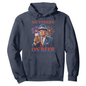 Funny Trump 4th of July Hoodie No Tariffs On Beer Drinking USA Patriotic 2025 TS02 Navy Print Your Wear