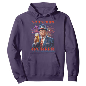 Funny Trump 4th of July Hoodie No Tariffs On Beer Drinking USA Patriotic 2025 TS02 Purple Print Your Wear