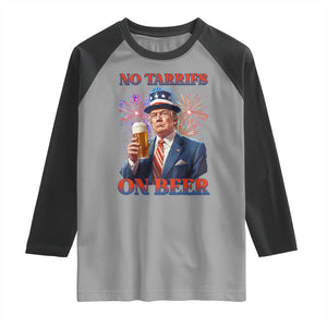 Funny Trump 4th of July Raglan Shirt No Tariffs On Beer Drinking USA Patriotic 2025 TS02 Sport Gray Black Print Your Wear