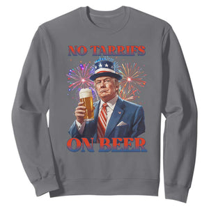 Funny Trump 4th of July Sweatshirt No Tariffs On Beer Drinking USA Patriotic 2025 TS02 Charcoal Print Your Wear