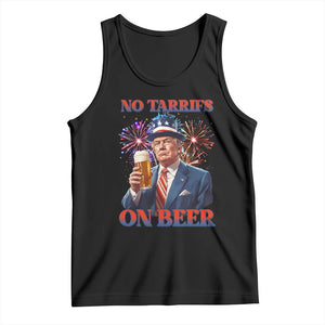 Funny Trump 4th of July Tank Top No Tariffs On Beer Drinking USA Patriotic 2025 TS02 Black Print Your Wear
