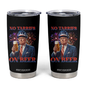 Funny Trump 4th of July Tumbler Cup No Tariffs On Beer Drinking USA Patriotic 2025 TS02 Black Print Your Wear