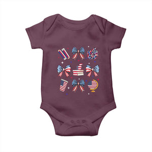 4th of July Teacher Student Baby Onesie Patriotic Teaching Learning Retro Coquette TS02 Maroon Print Your Wear