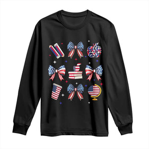 4th of July Teacher Student Long Sleeve Shirt Patriotic Teaching Learning Retro Coquette TS02 Black Print Your Wear