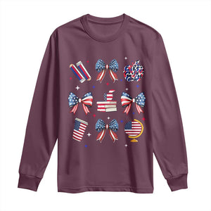 4th of July Teacher Student Long Sleeve Shirt Patriotic Teaching Learning Retro Coquette TS02 Maroon Print Your Wear