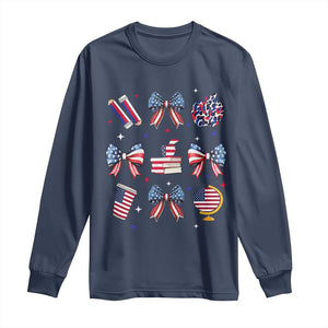4th of July Teacher Student Long Sleeve Shirt Patriotic Teaching Learning Retro Coquette TS02 Navy Print Your Wear