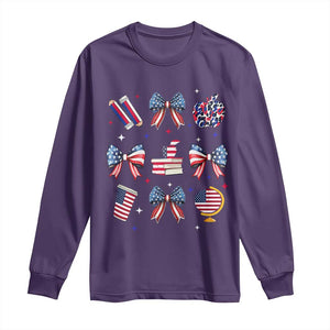 4th of July Teacher Student Long Sleeve Shirt Patriotic Teaching Learning Retro Coquette TS02 Purple Print Your Wear