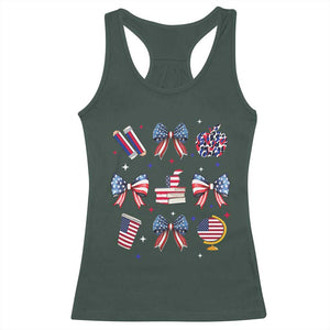 4th of July Teacher Student Racerback Tank Top Patriotic Teaching Learning Retro Coquette TS02 Dark Forest Green Print Your Wear