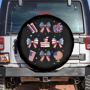 4th of July Teacher Student Spare Tire Cover Patriotic Teaching Learning Retro Coquette TS02 No hole Black Print Your Wear