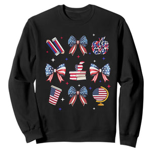 4th of July Teacher Student Sweatshirt Patriotic Teaching Learning Retro Coquette TS02 Black Print Your Wear