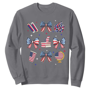 4th of July Teacher Student Sweatshirt Patriotic Teaching Learning Retro Coquette TS02 Charcoal Print Your Wear